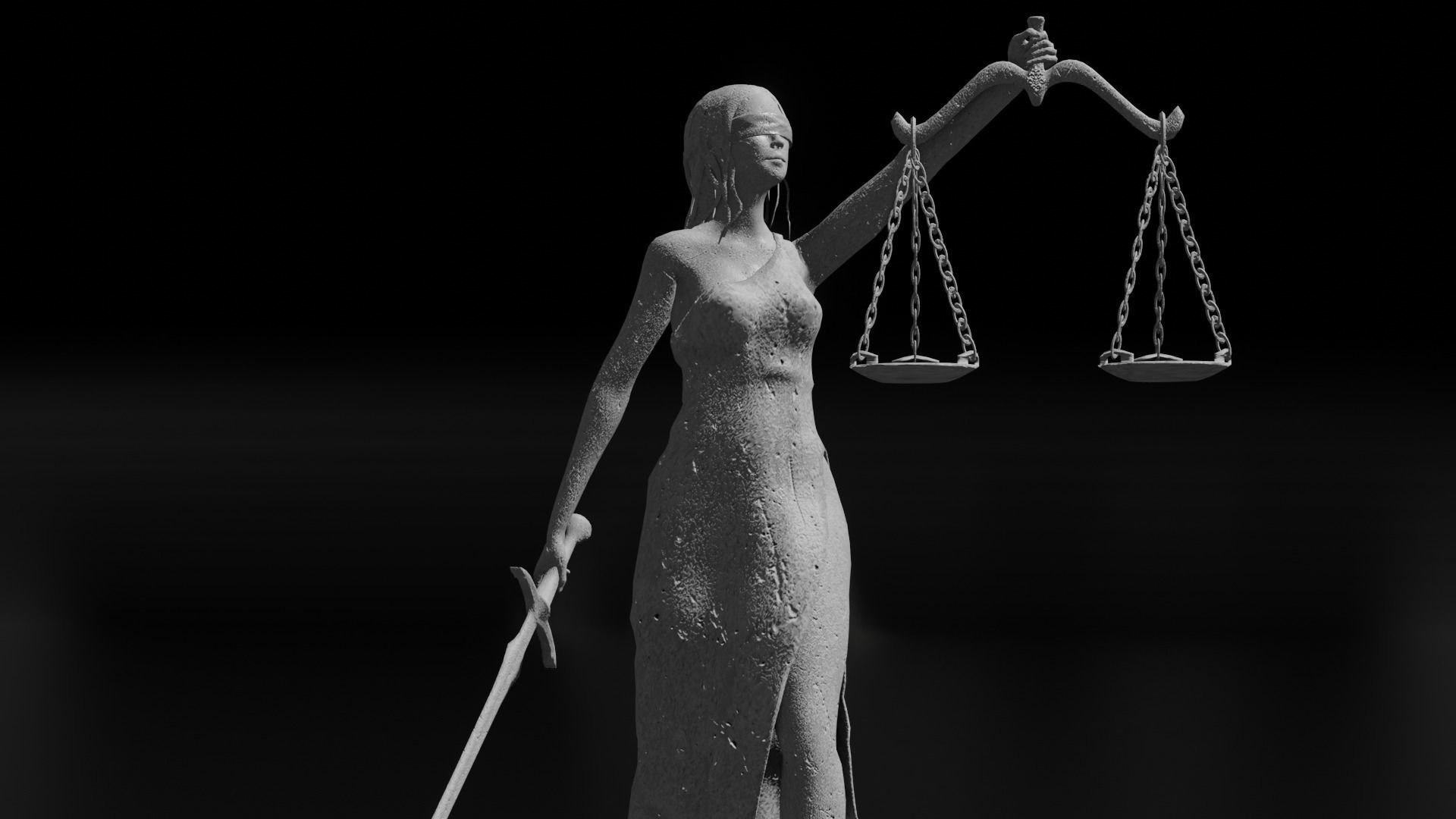 Lady Justice Statue Low-poly 3D model_12