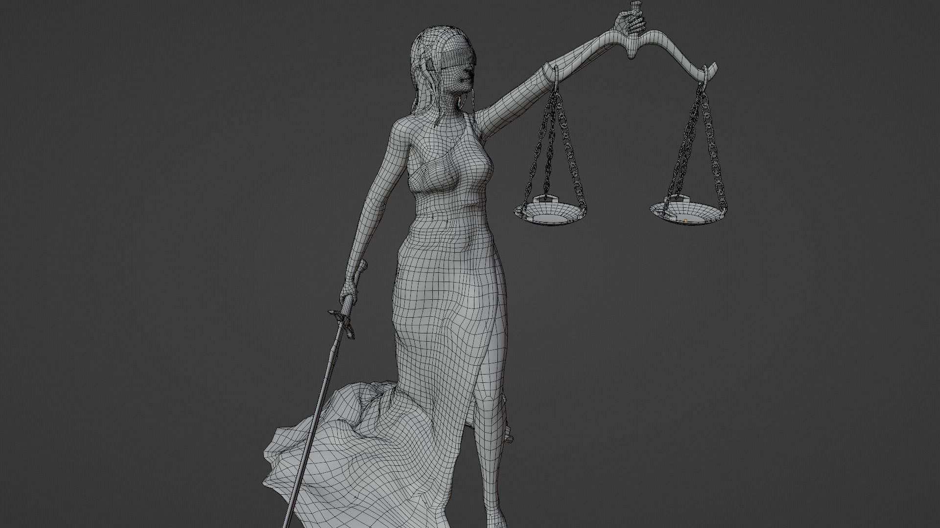 Lady Justice Statue Low-poly 3D model_20