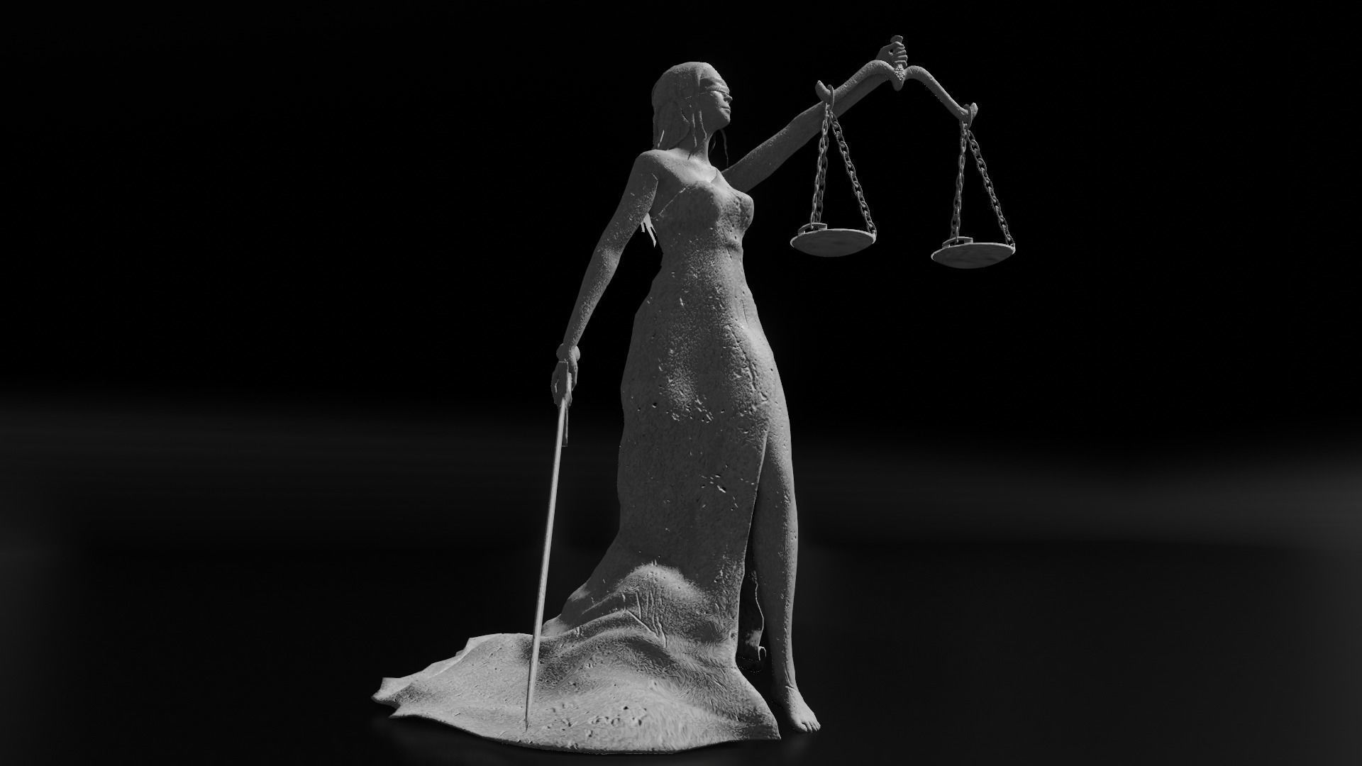 Lady Justice Statue Low-poly 3D model_17