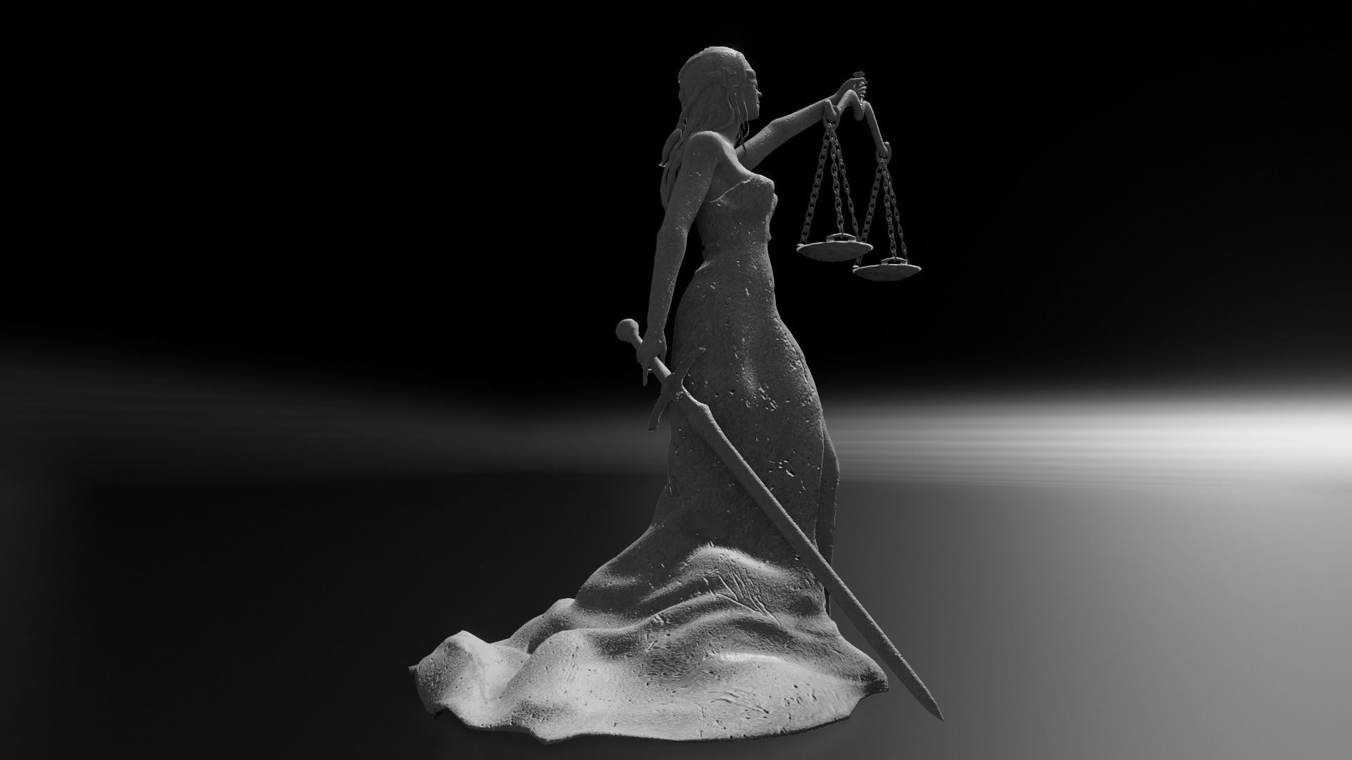 Lady Justice Statue Low-poly 3D model_5