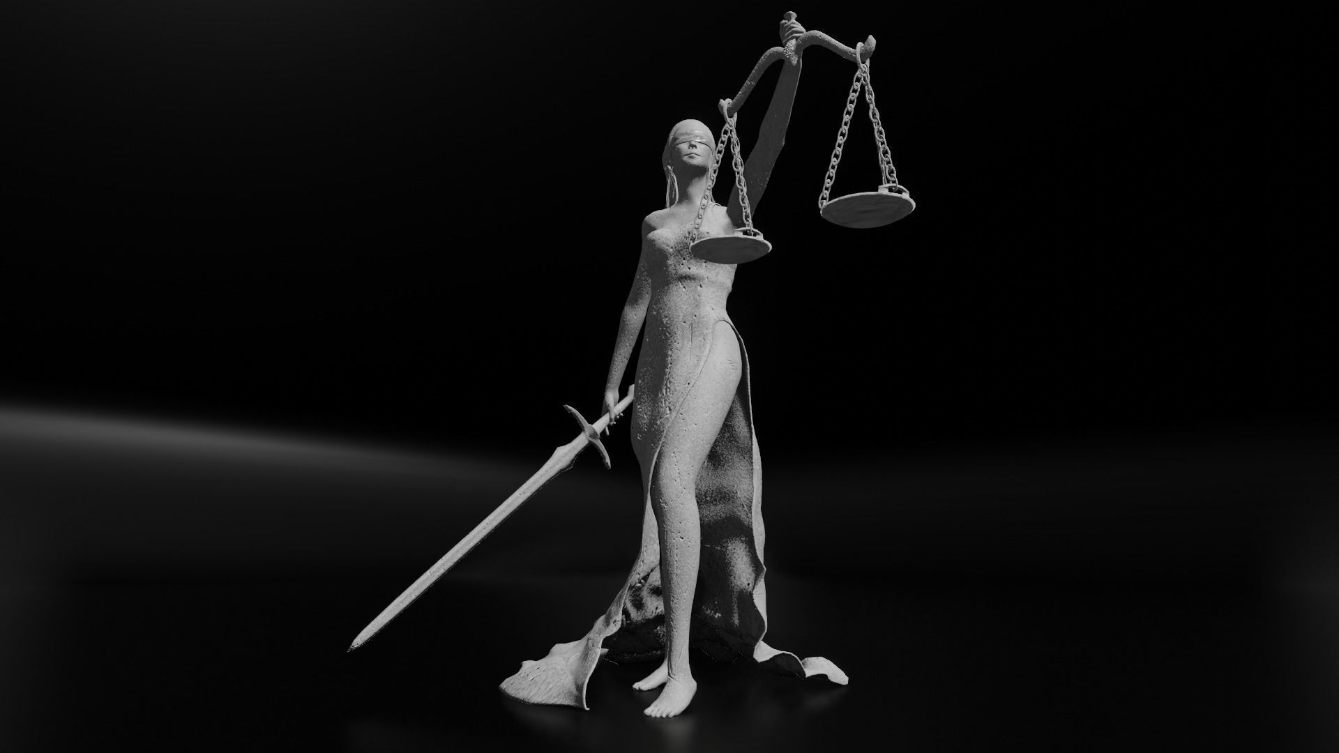 Lady Justice Statue Low-poly 3D model_2