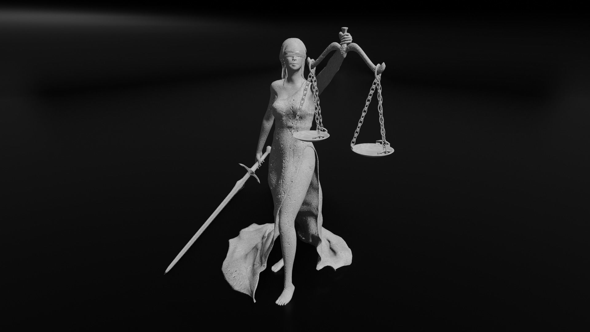 Lady Justice Statue Low-poly 3D model_11