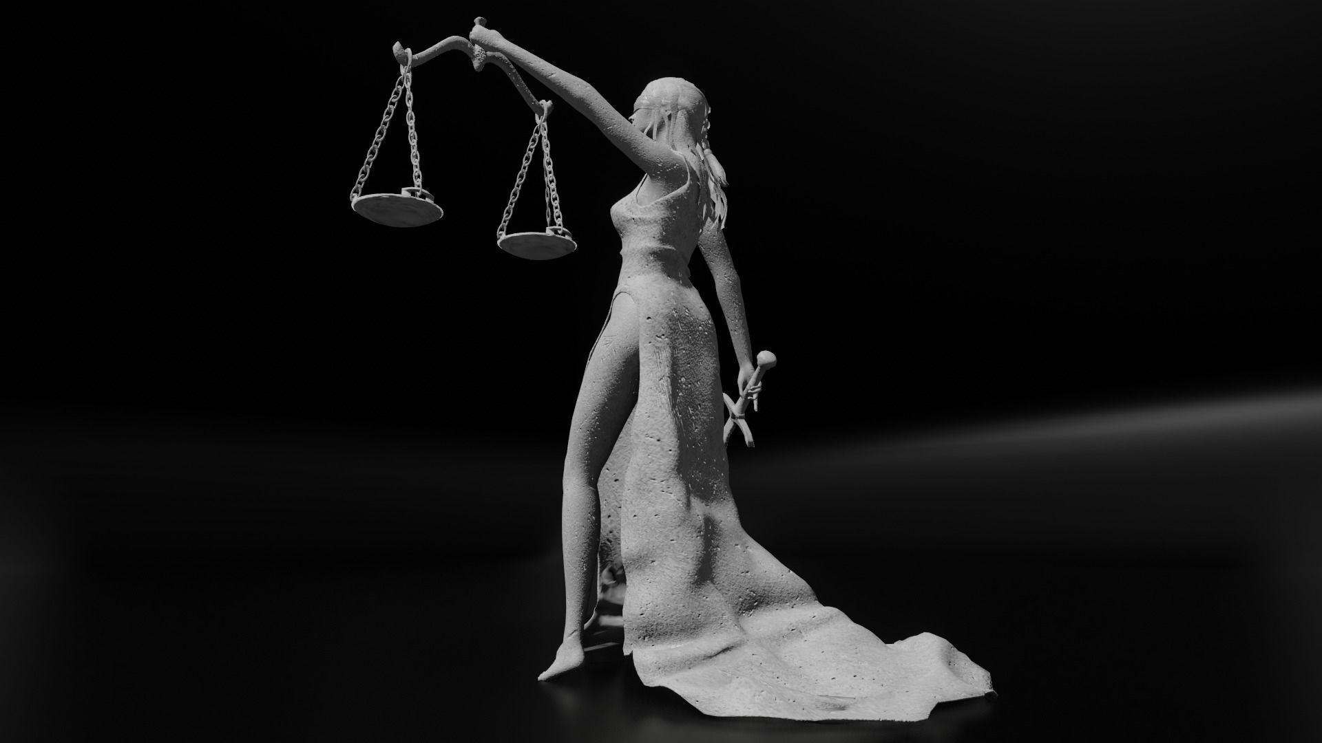 Lady Justice Statue Low-poly 3D model_14