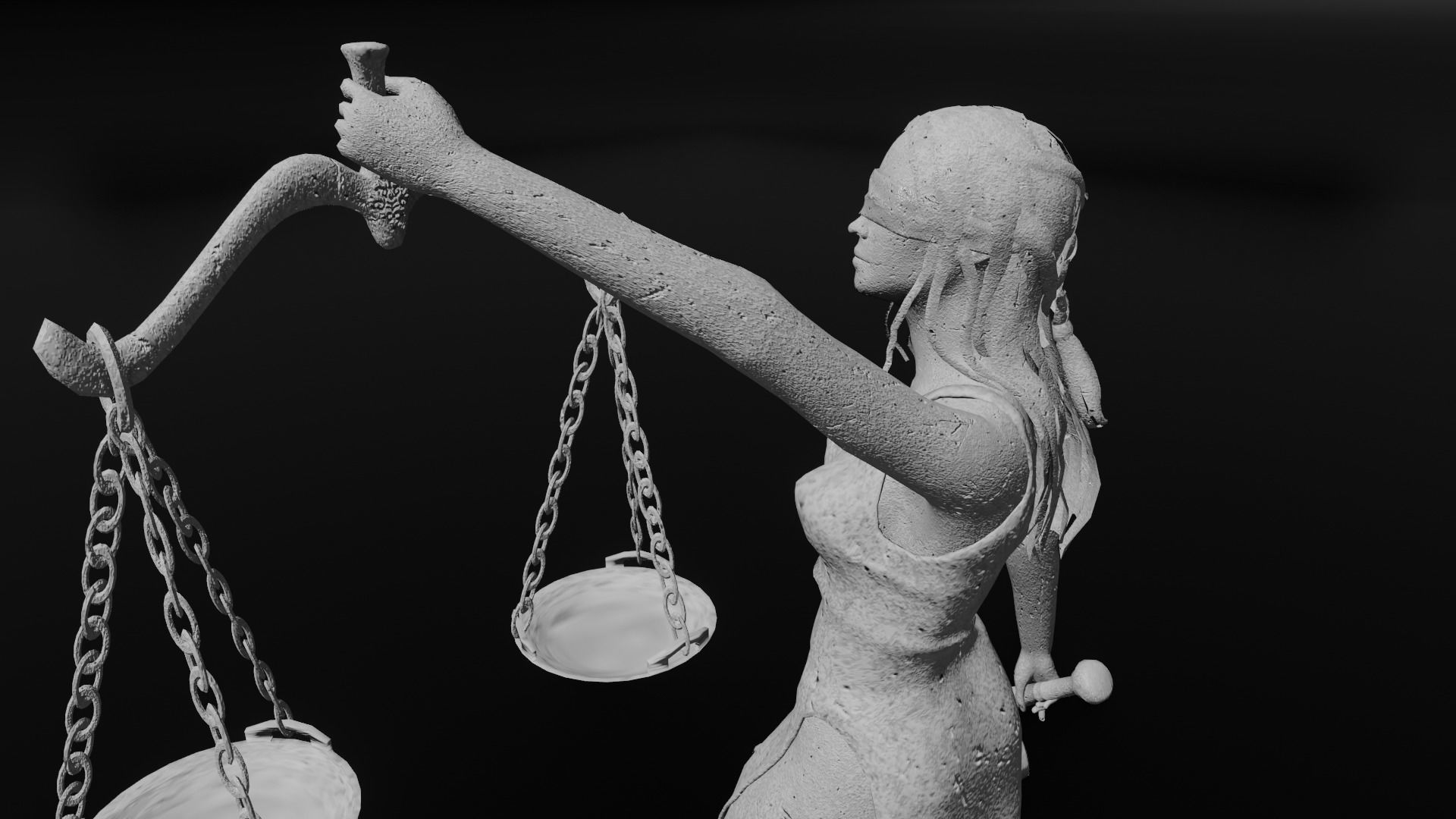 Lady Justice Statue Low-poly 3D model_13