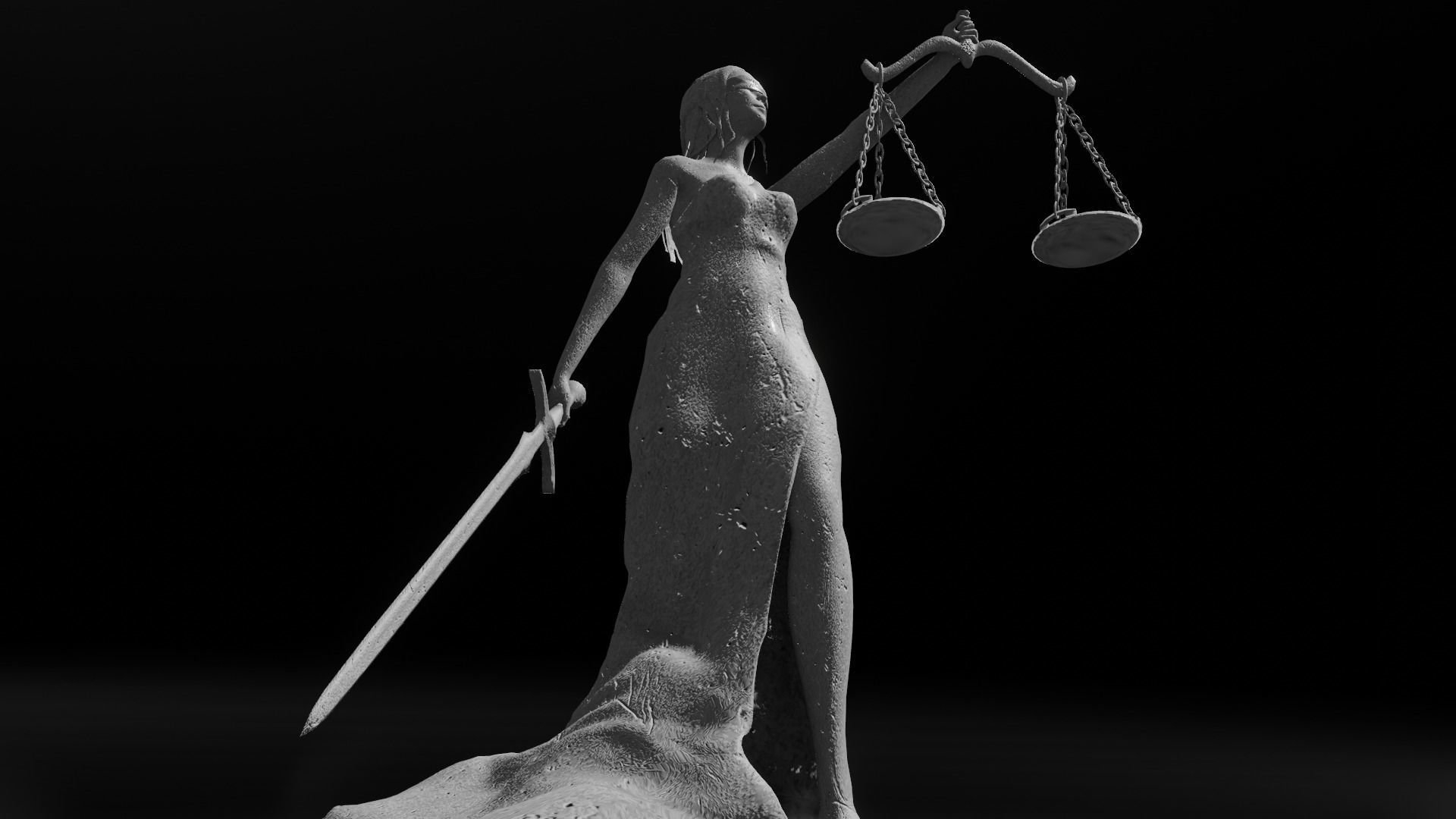 Lady Justice Statue Low-poly 3D model_3