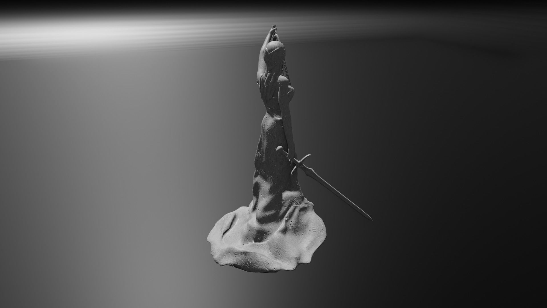 Lady Justice Statue Low-poly 3D model_10