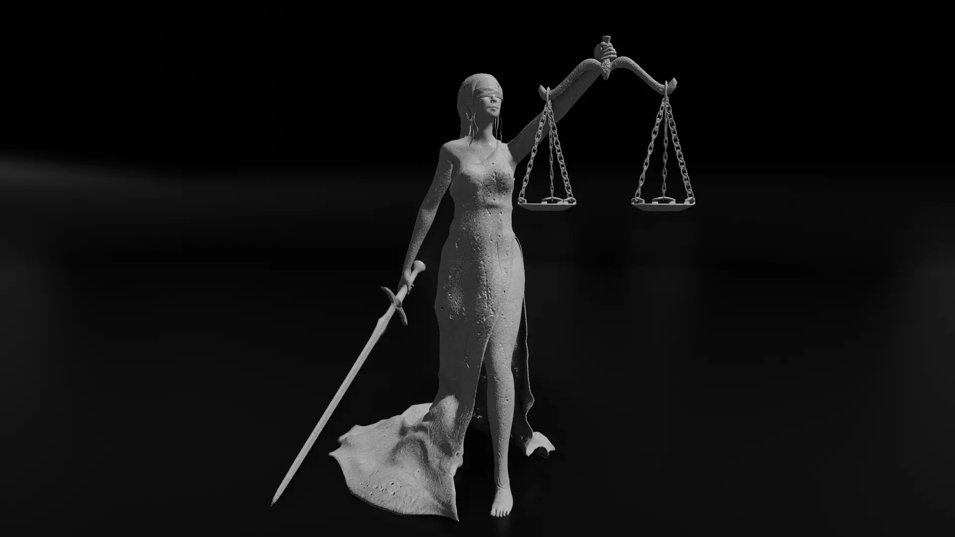 Lady Justice Statue Low-poly 3D model_0