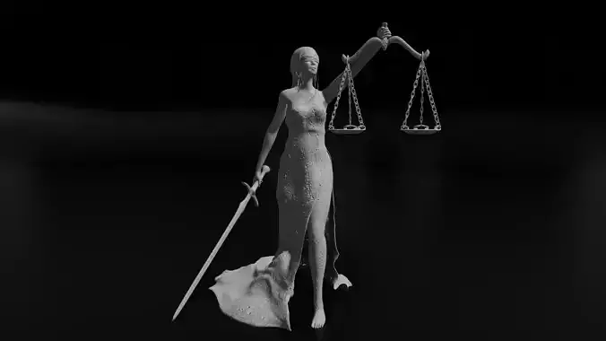 Lady Justice Statue Low-poly 3D model