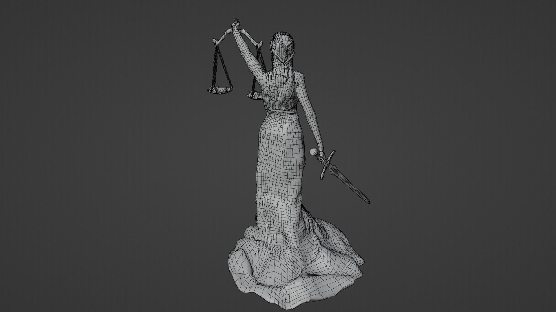 Lady Justice Statue Low-poly 3D model_21