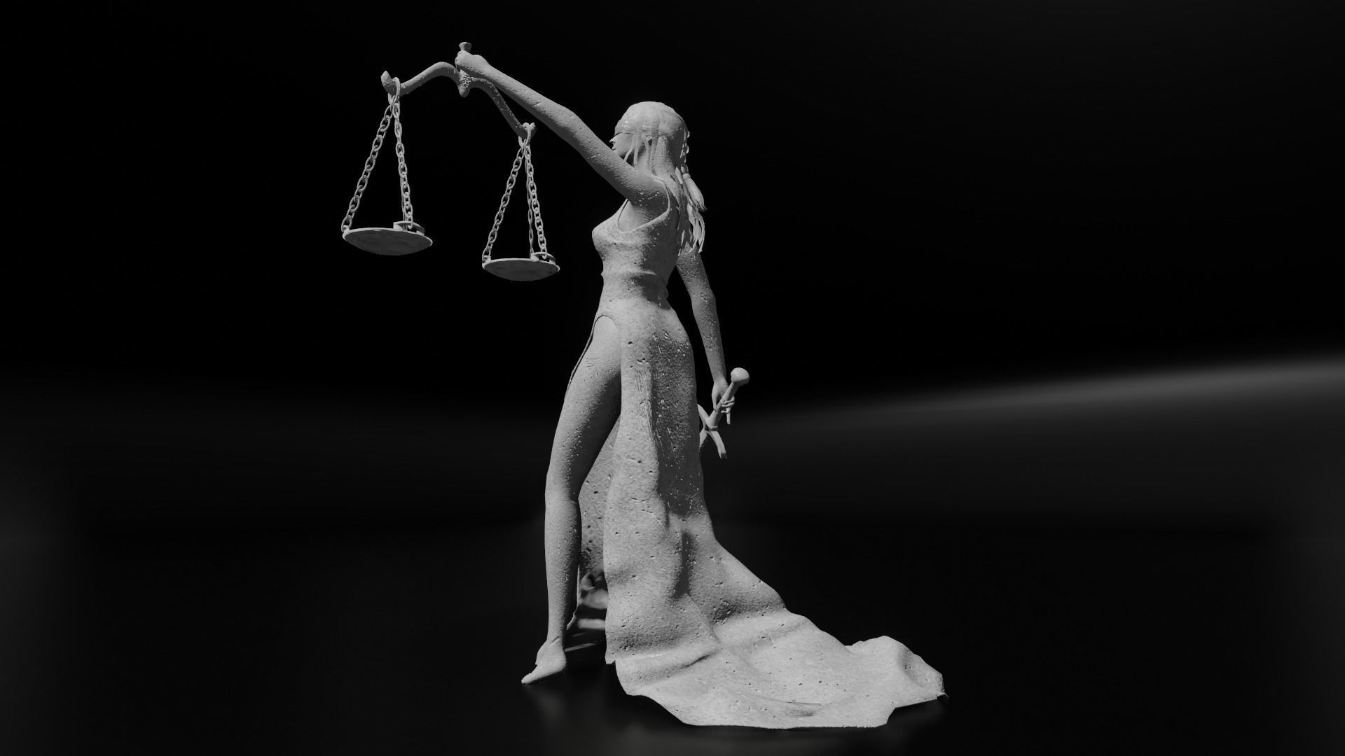 Lady Justice Statue Low-poly 3D model_19