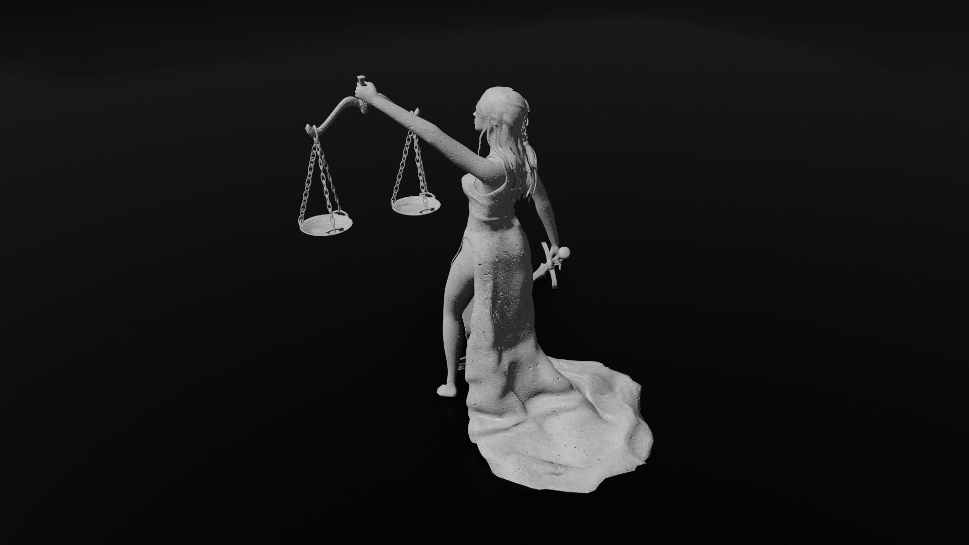 Lady Justice Statue Low-poly 3D model_7