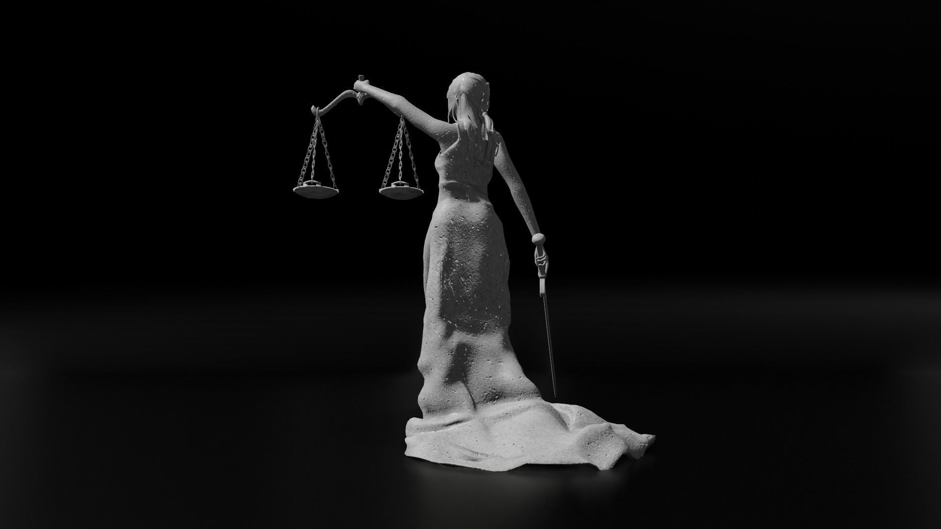 Lady Justice Statue Low-poly 3D model_9