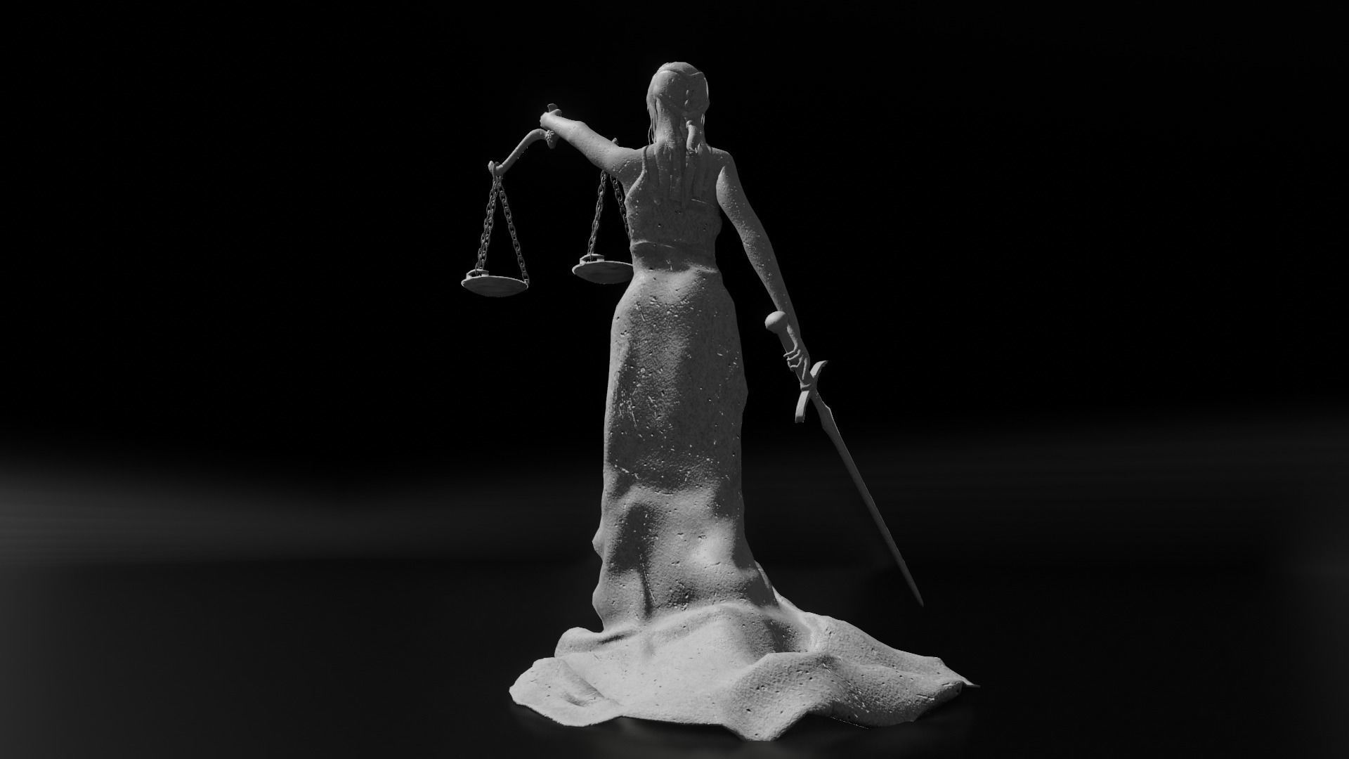 Lady Justice Statue Low-poly 3D model_15