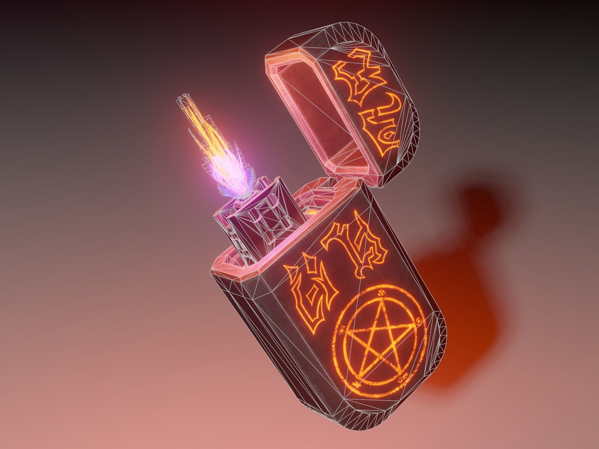 Lighter with pentagram Low-poly 3D model_5