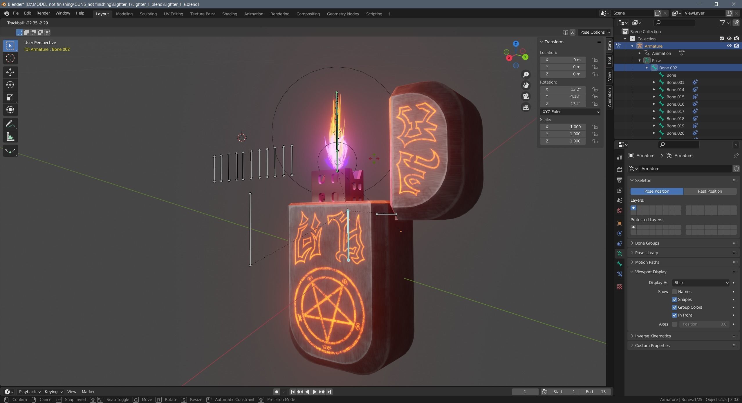 Lighter with pentagram Low-poly 3D model_13