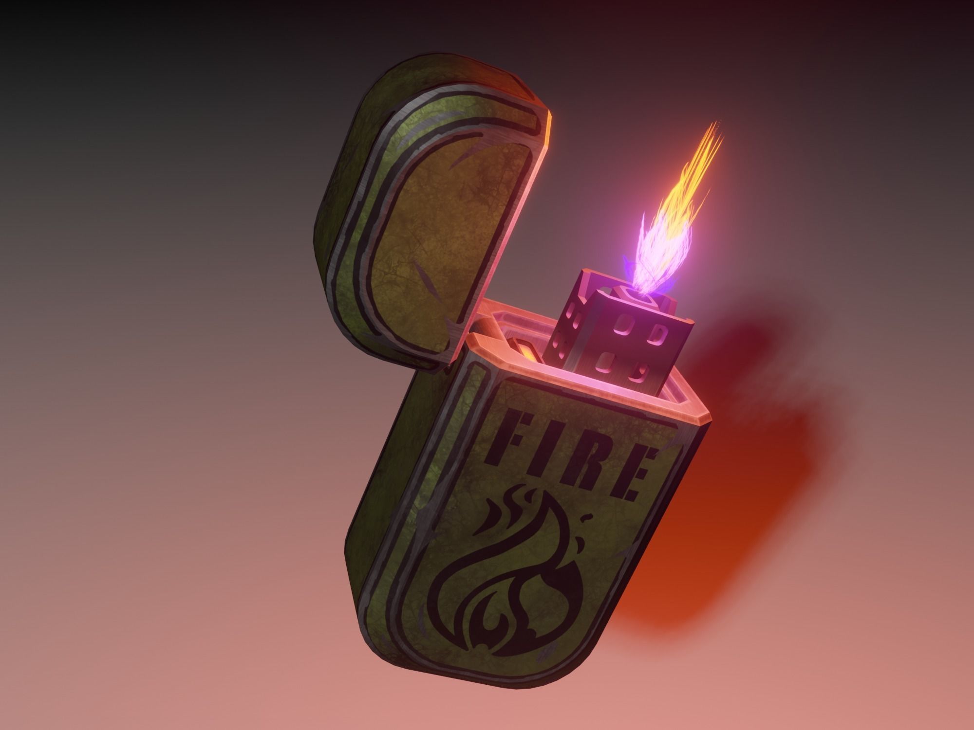 Lighter with pentagram Low-poly 3D model_8