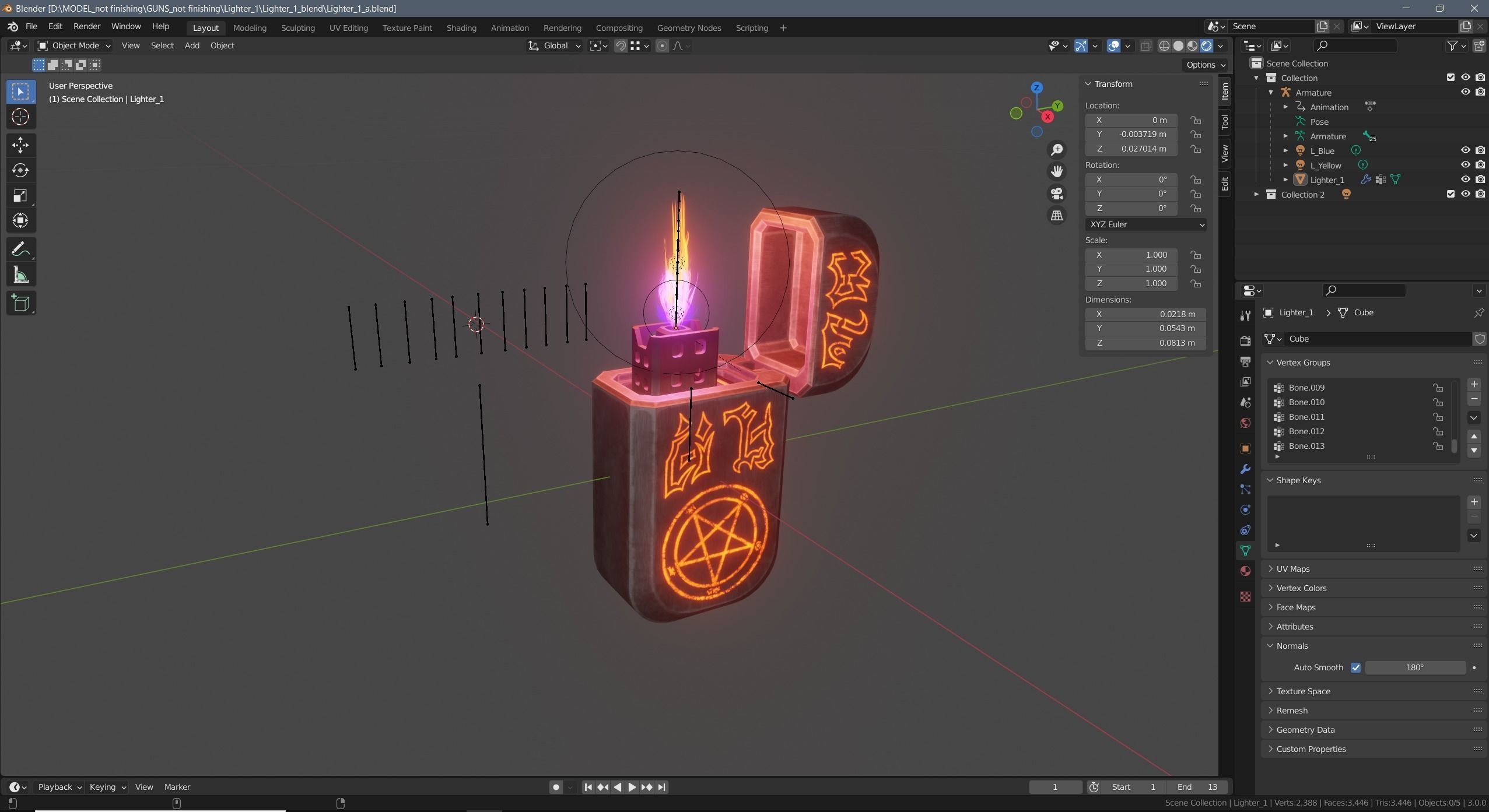 Lighter with pentagram Low-poly 3D model_12