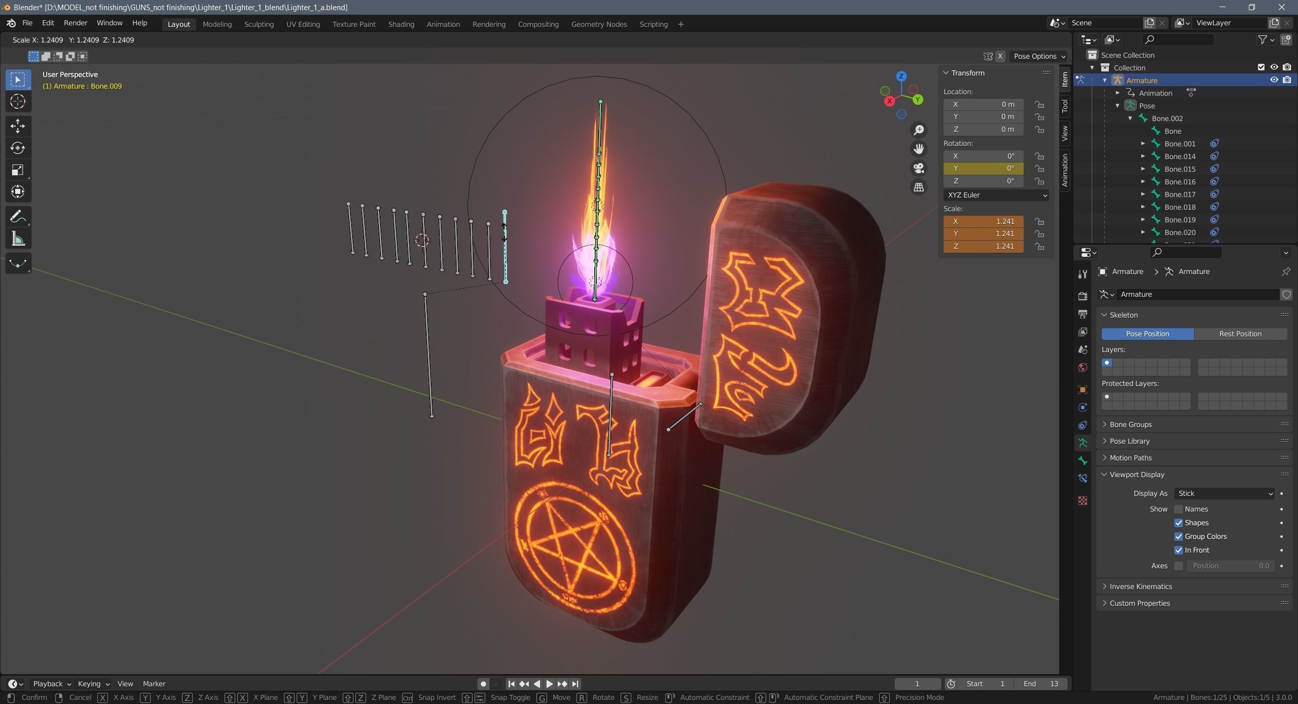 Lighter with pentagram Low-poly 3D model_16