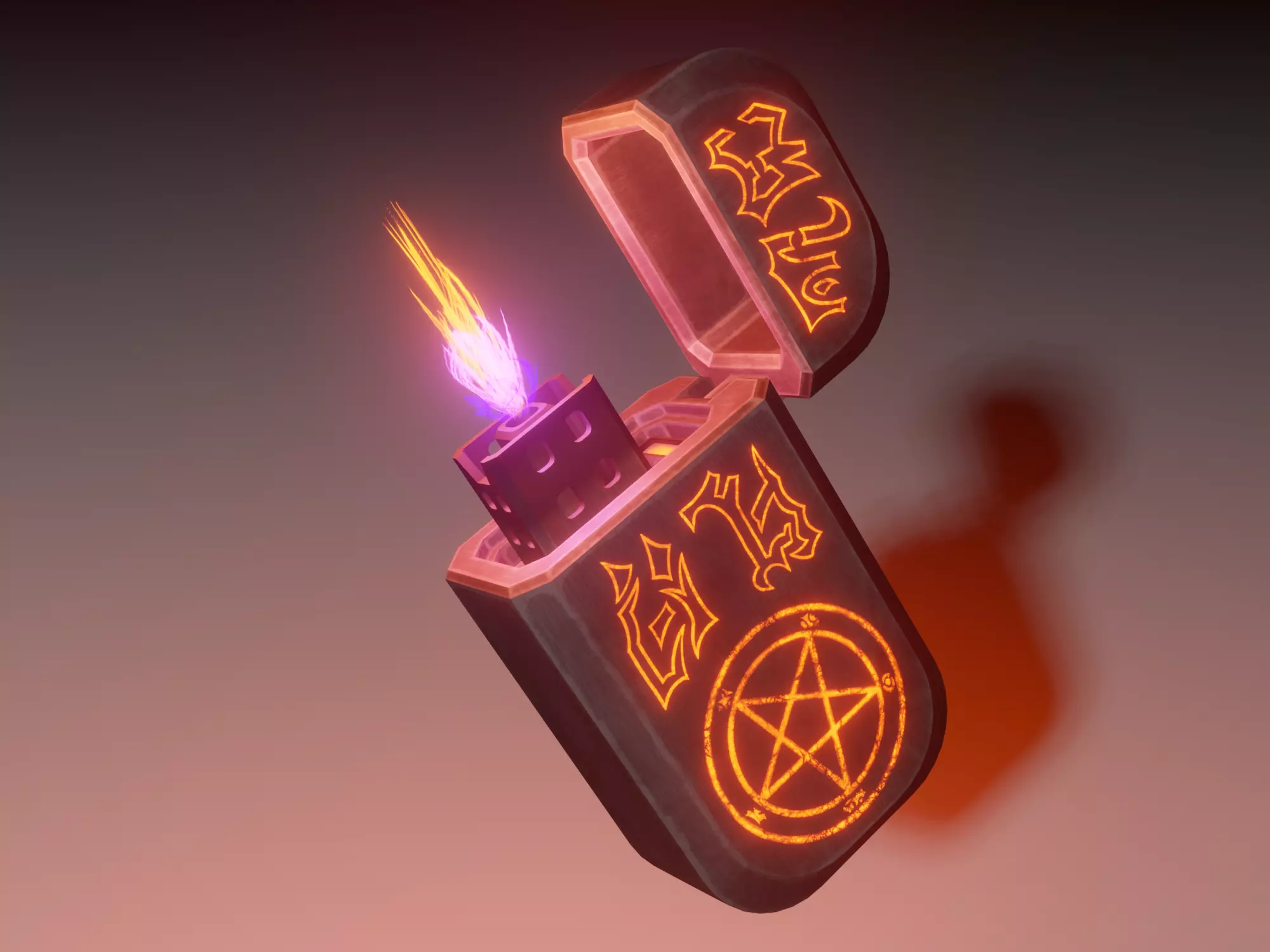 Lighter with pentagram Low-poly 3D model_0