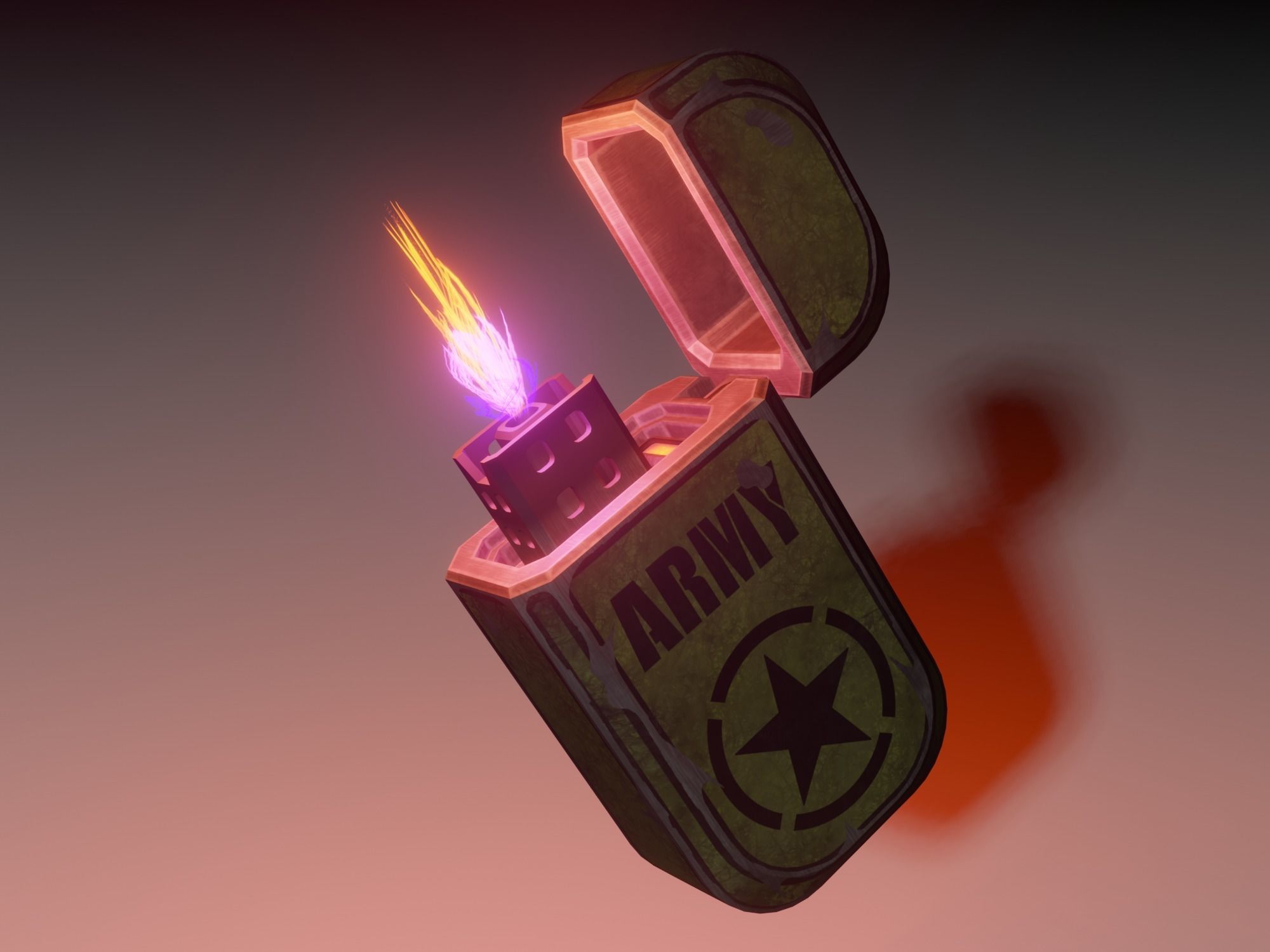 Lighter with pentagram Low-poly 3D model_7