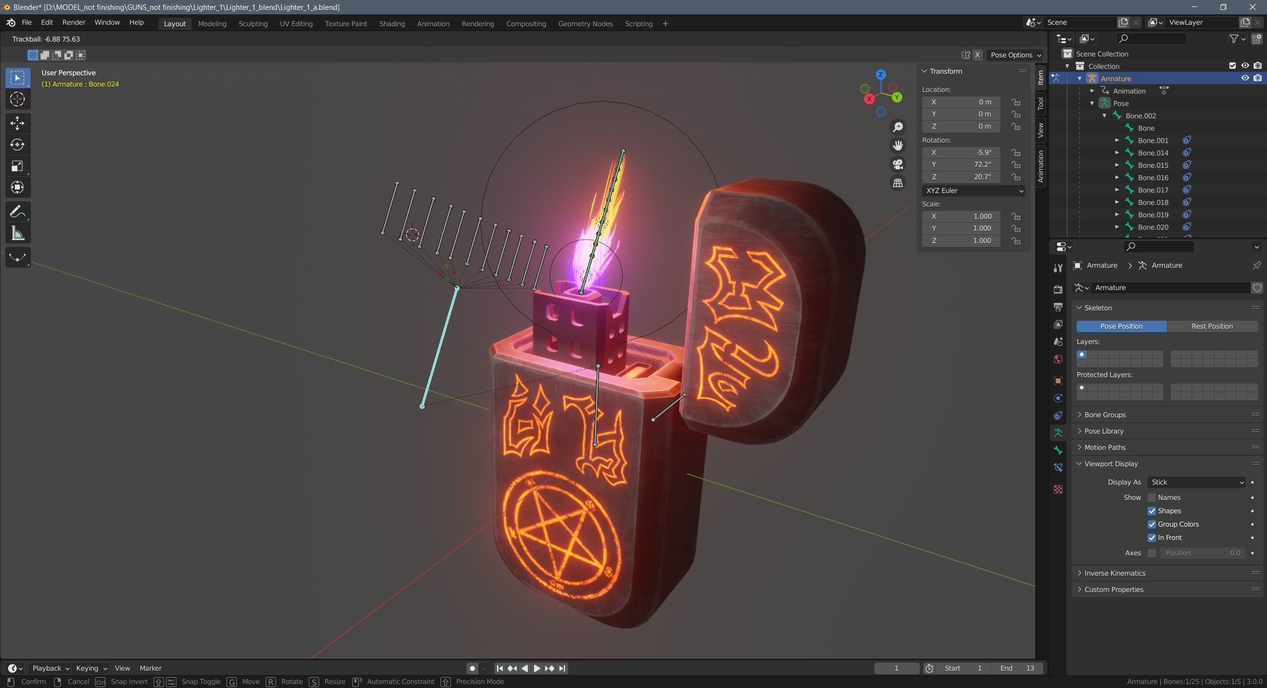 Lighter with pentagram Low-poly 3D model_15