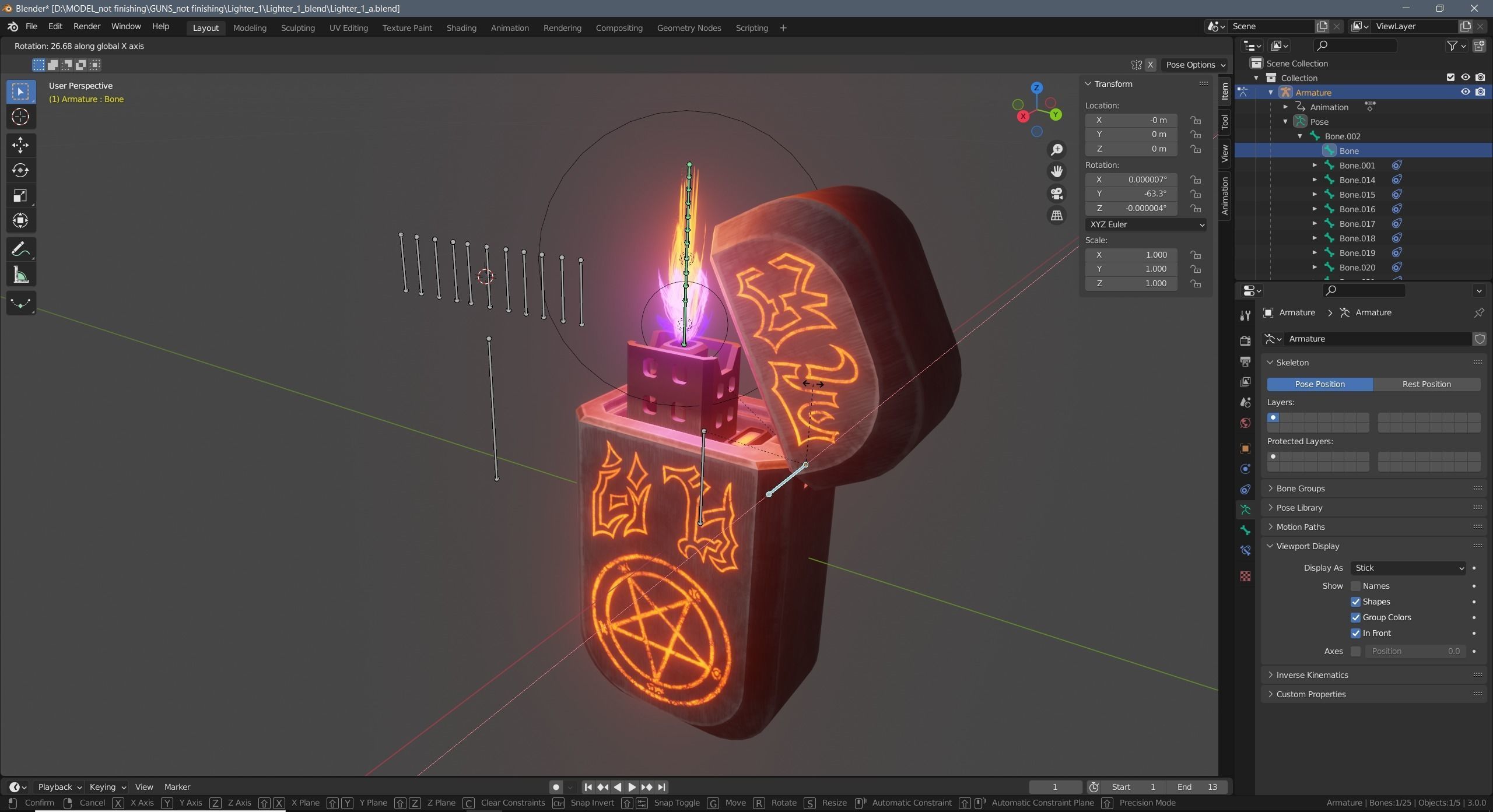 Lighter with pentagram Low-poly 3D model_14
