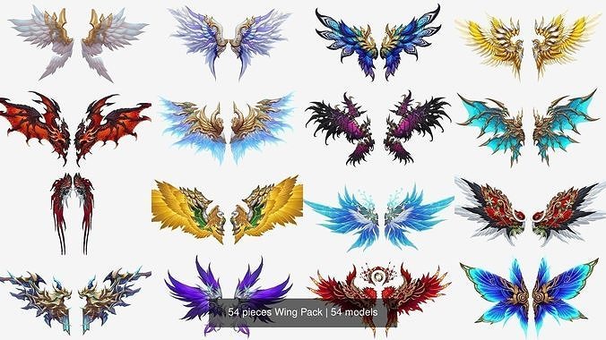 54 pieces Wing Pack 3D Model Collection