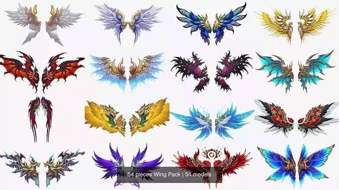 54 pieces Wing Pack 3D Model Collection
