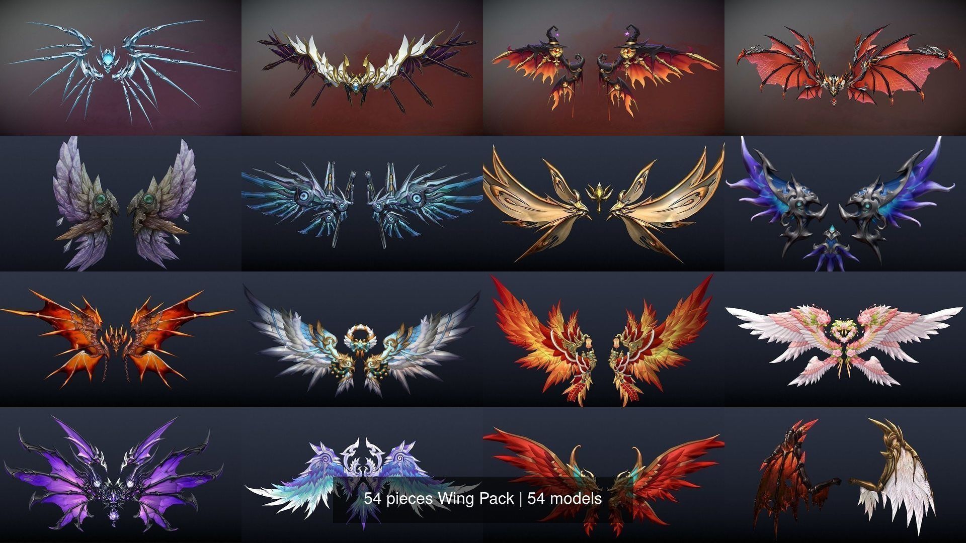 54 pieces Wing Pack 3D Model Collection_4