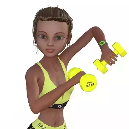 Fitness Sporty Girl Rigged 3D model