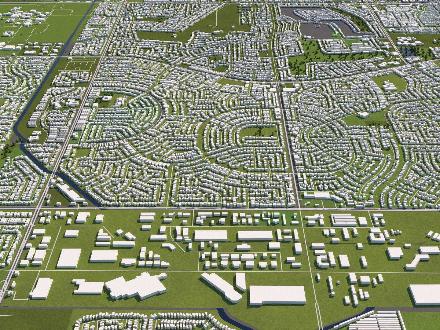 Bakersfield 50x50km City Map Model 3D model_6