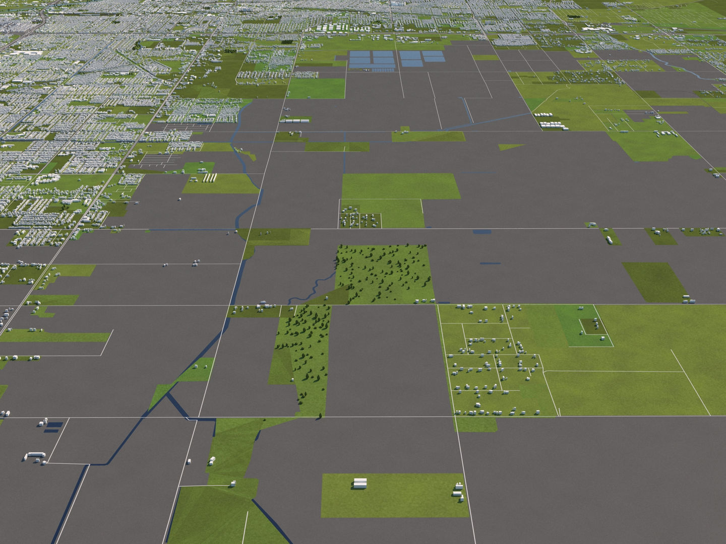 Bakersfield 50x50km City Map Model 3D model_10