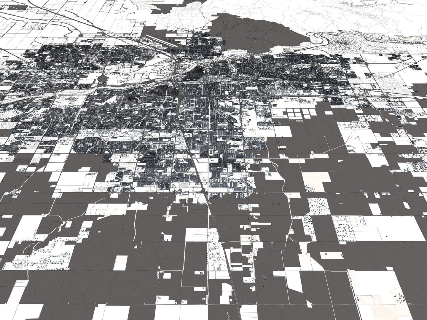 Bakersfield 50x50km City Map Model 3D model_17