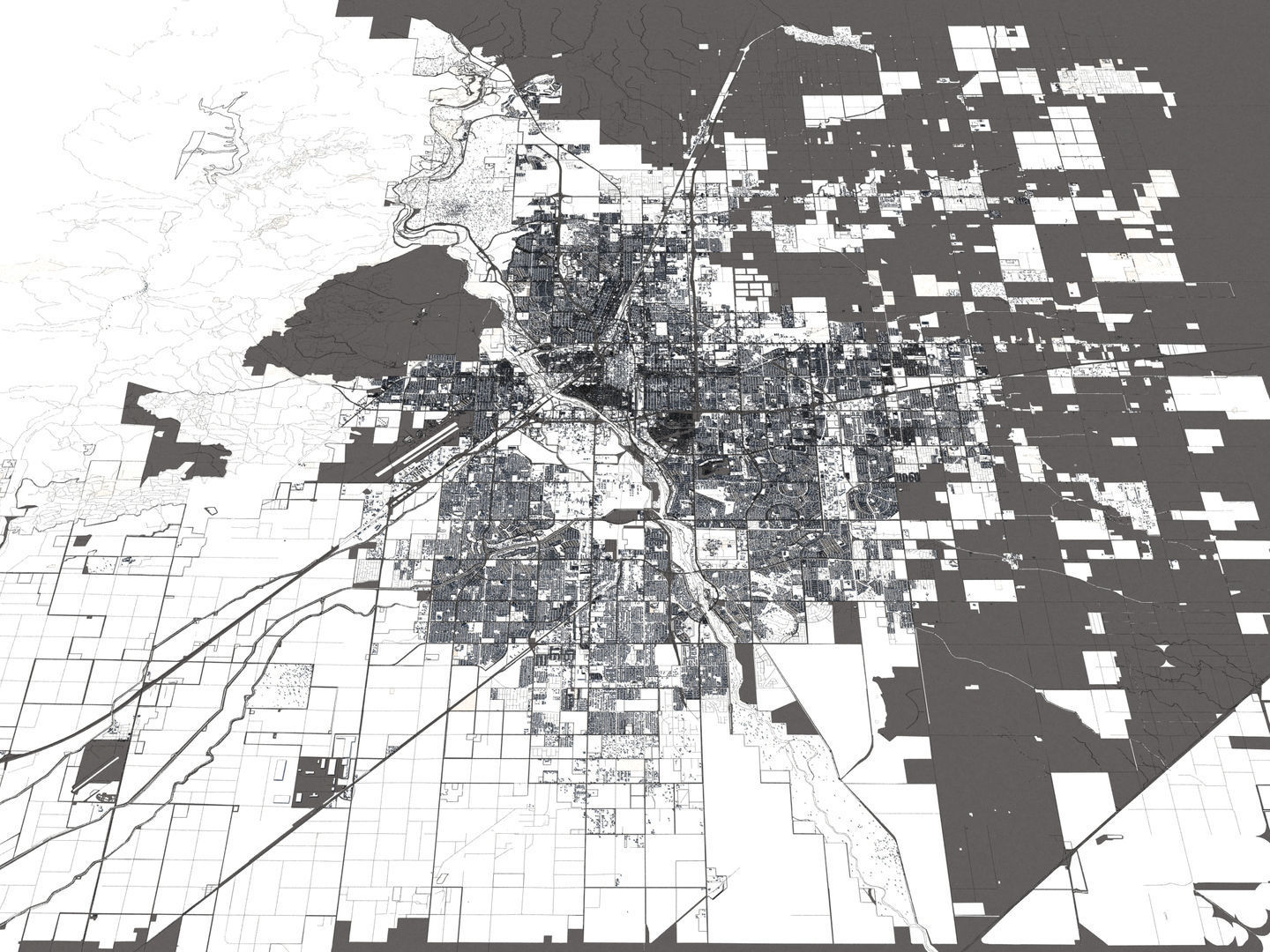 Bakersfield 50x50km City Map Model 3D model_19
