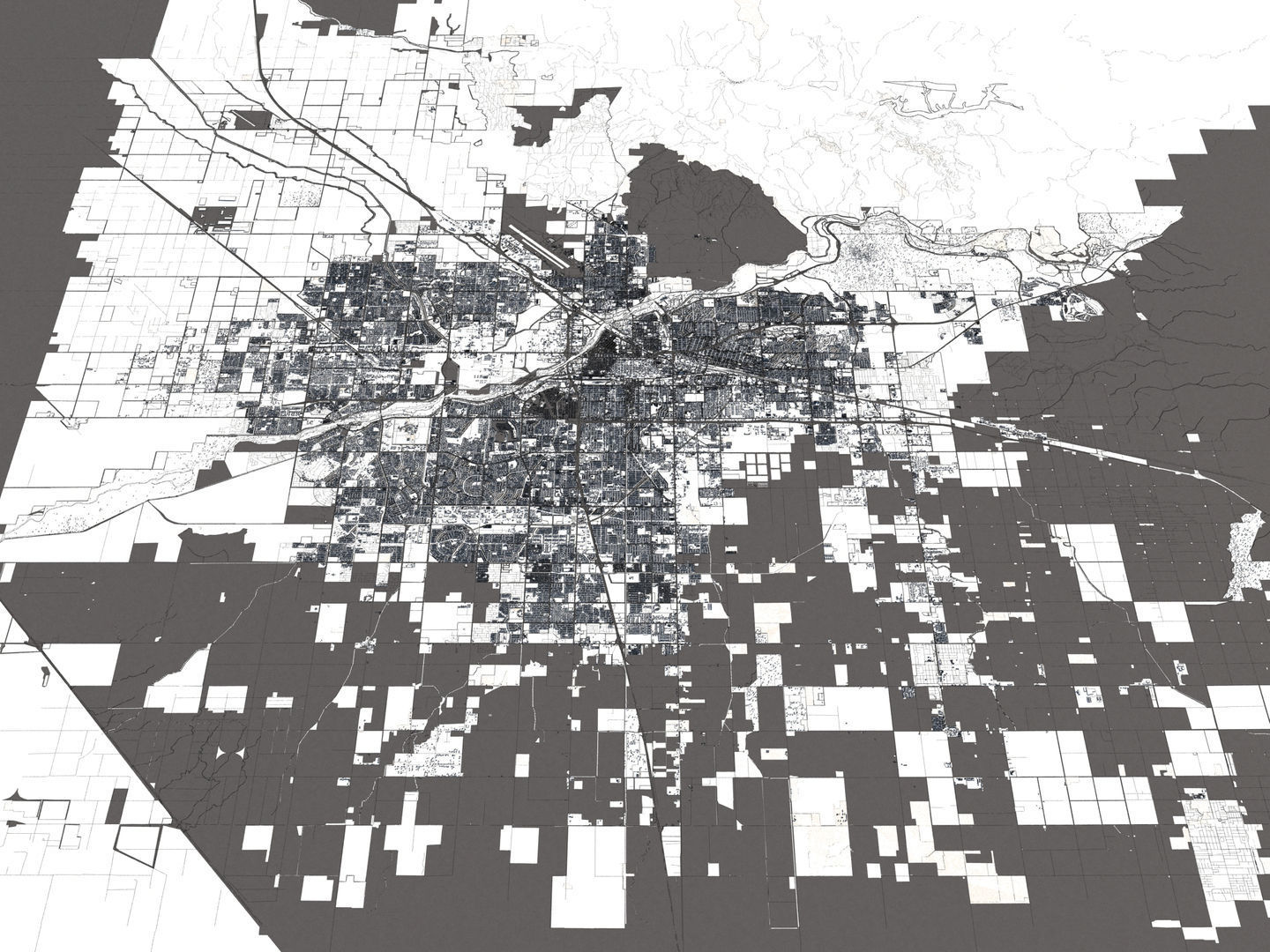 Bakersfield 50x50km City Map Model 3D model_18