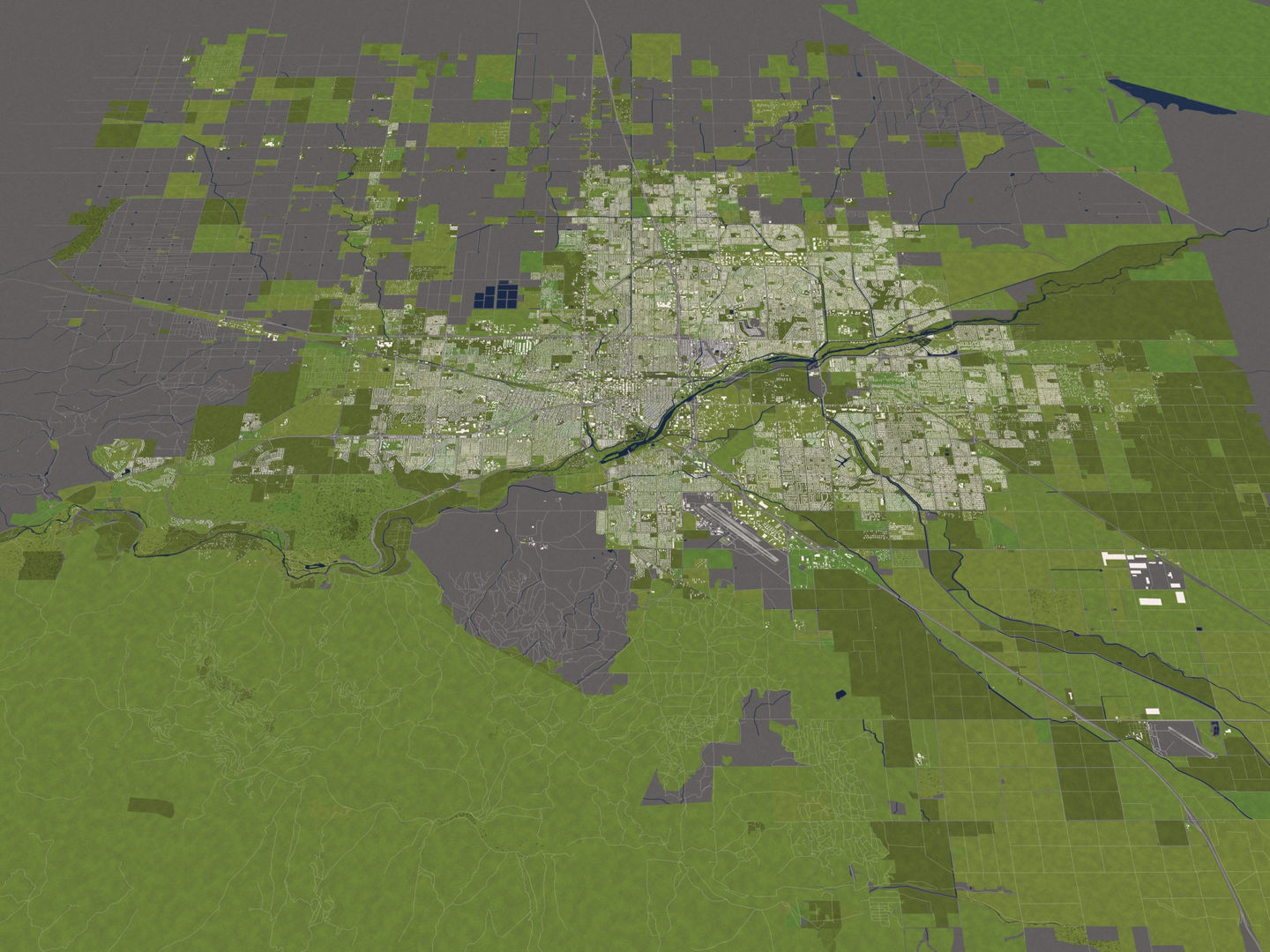 Bakersfield 50x50km City Map Model 3D model_14