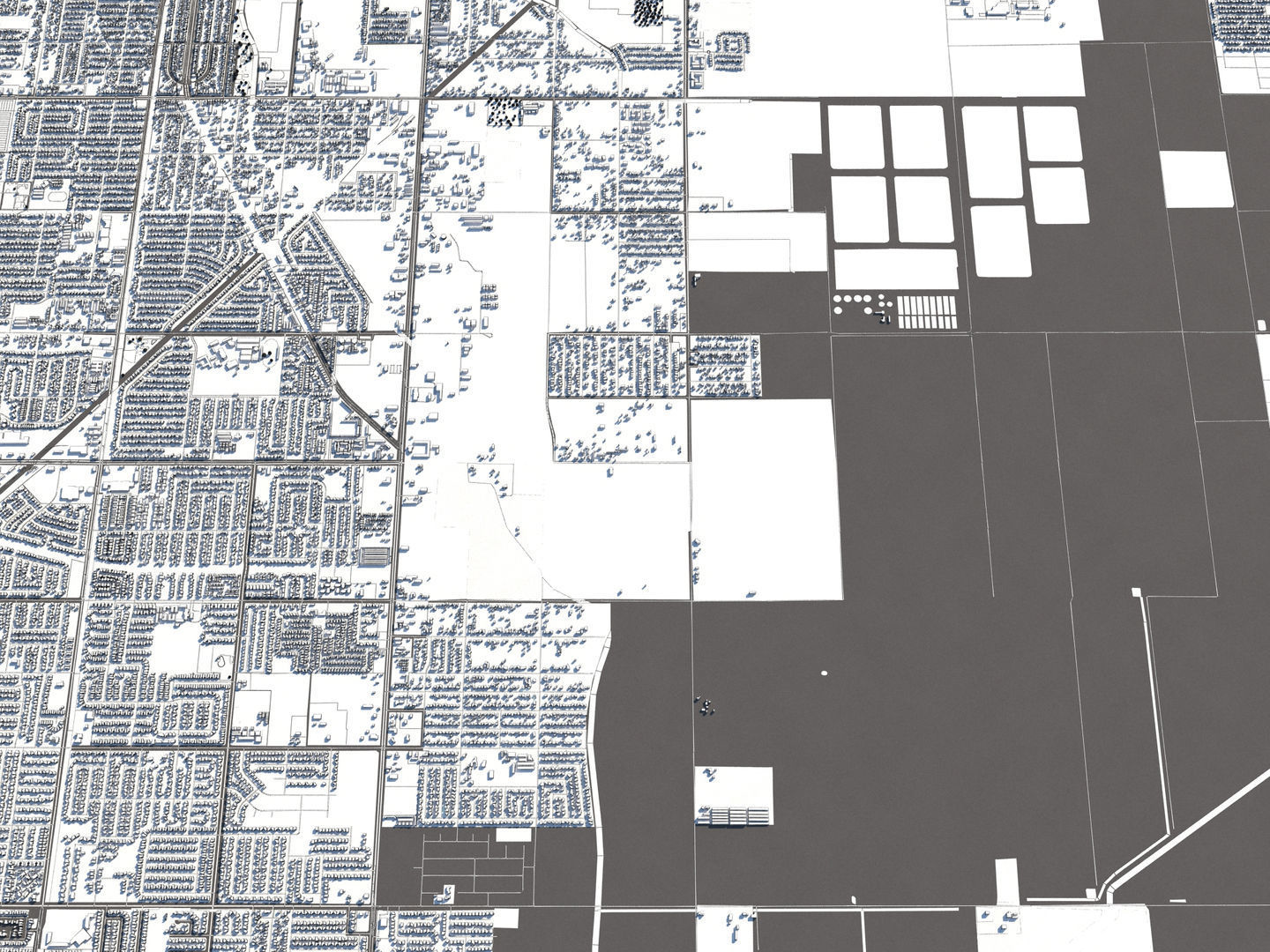 Bakersfield 50x50km City Map Model 3D model_21