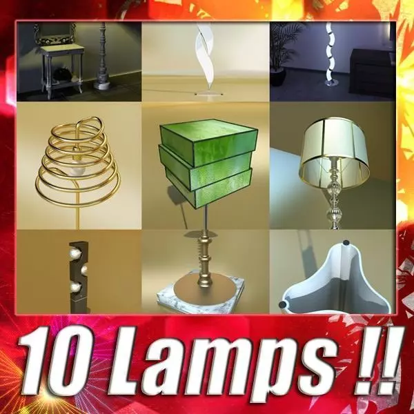 10 Modern Floor Lamps 3D model_0