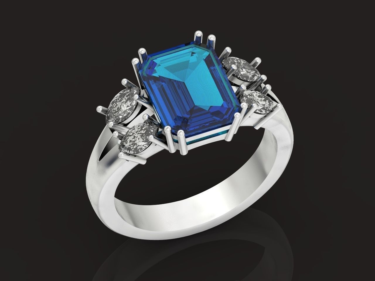 classic ring with emerald and marquise 571 3D print model_16
