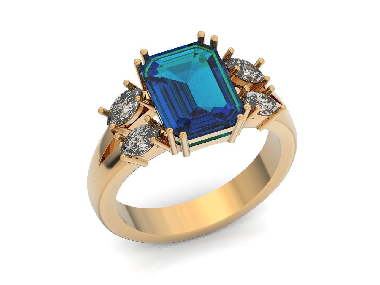 classic ring with emerald and marquise 571 3D print model_17
