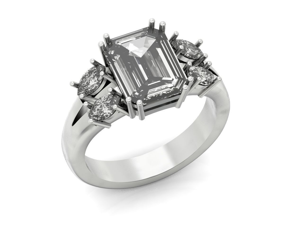 classic ring with emerald and marquise 571 3D print model_2