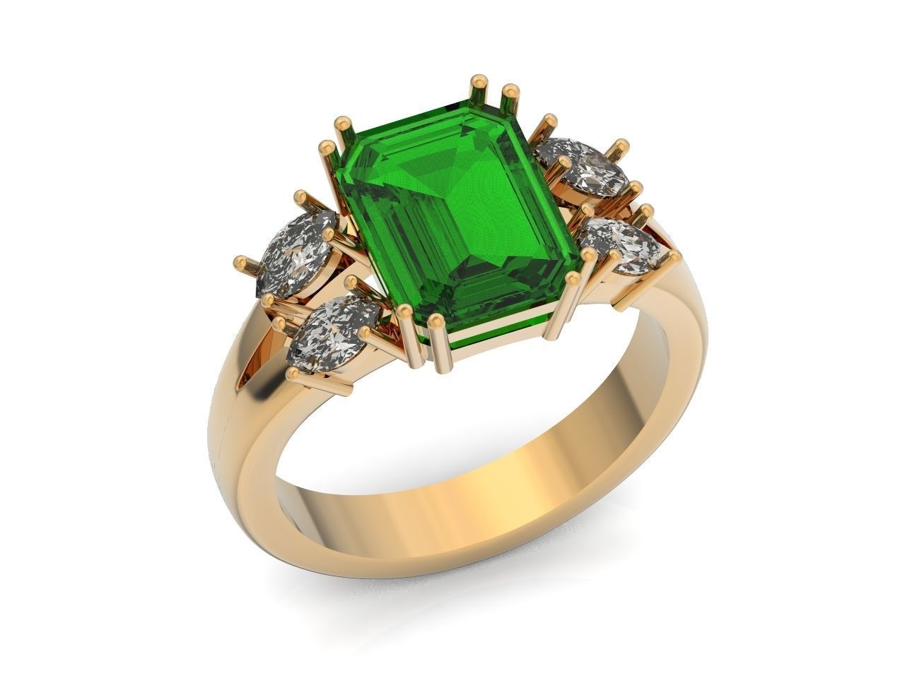 classic ring with emerald and marquise 571 3D print model_18