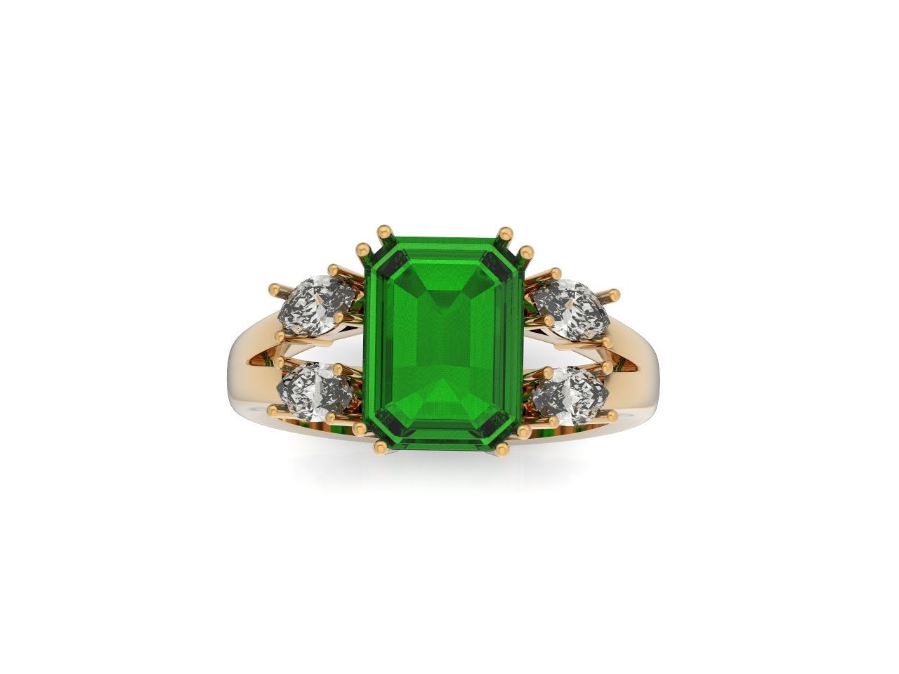 classic ring with emerald and marquise 571 3D print model_21