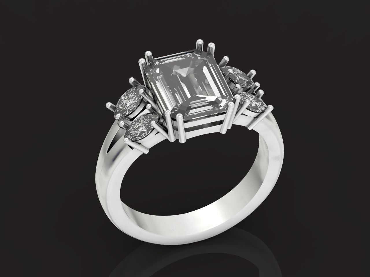 classic ring with emerald and marquise 571 3D print model_9