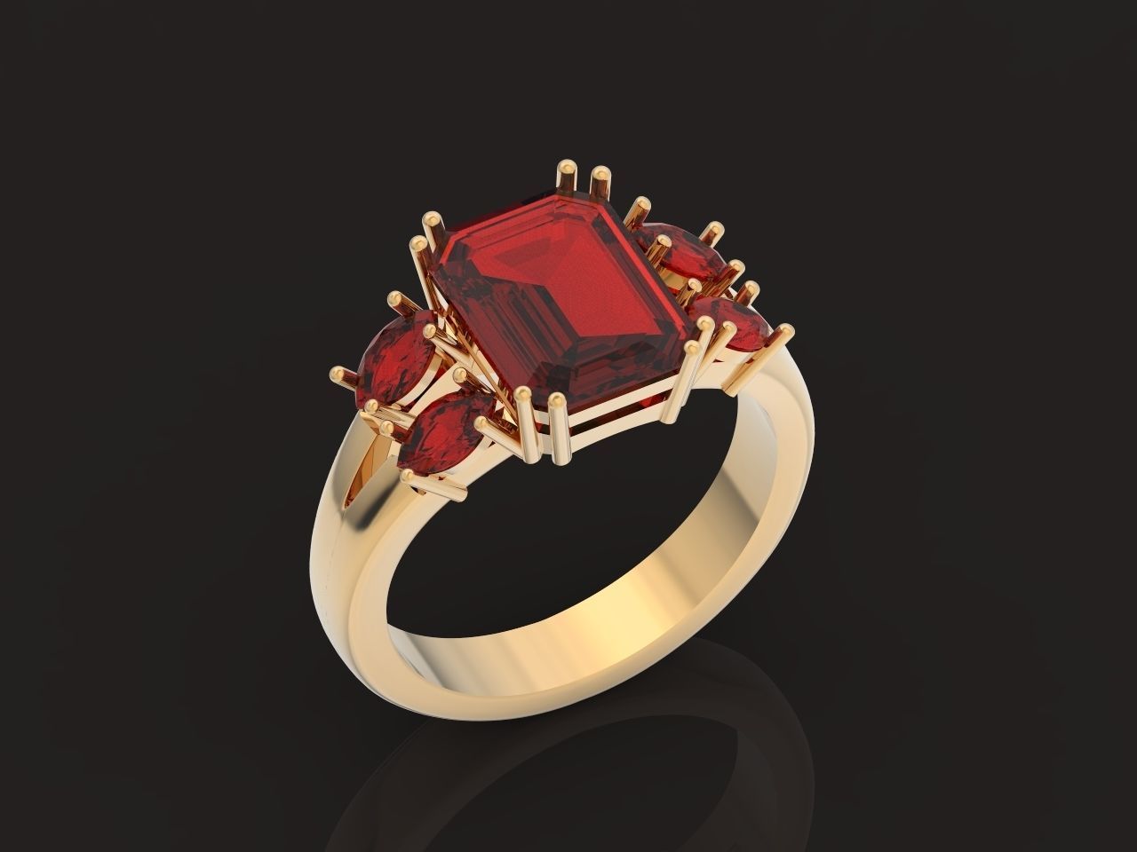 classic ring with emerald and marquise 571 3D print model_11