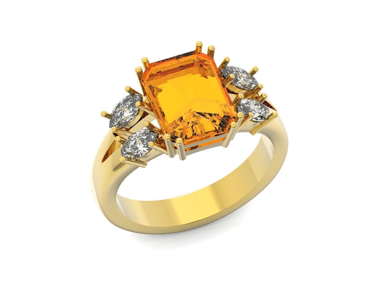 classic ring with emerald and marquise 571 3D print model_32