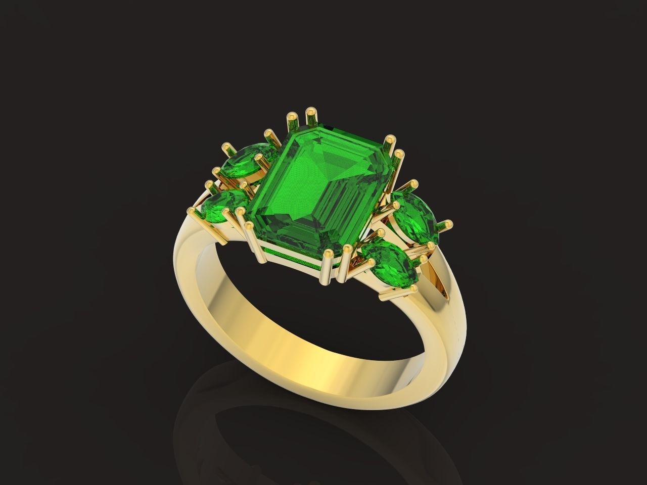 classic ring with emerald and marquise 571 3D print model_12