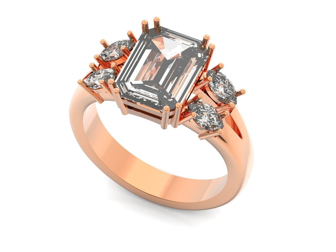 classic ring with emerald and marquise 571 3D print model_29