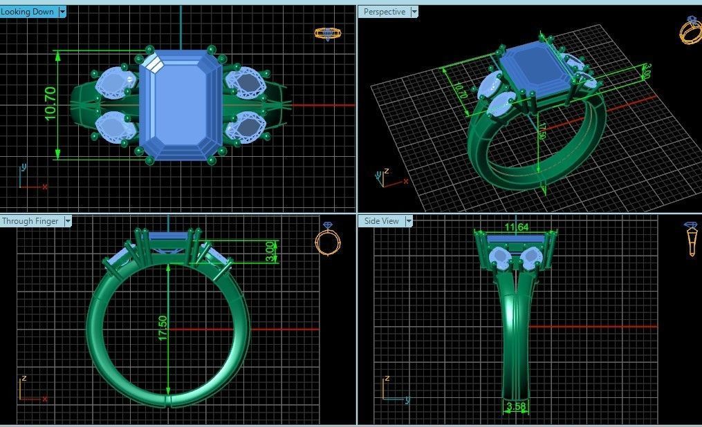 classic ring with emerald and marquise 571 3D print model_3