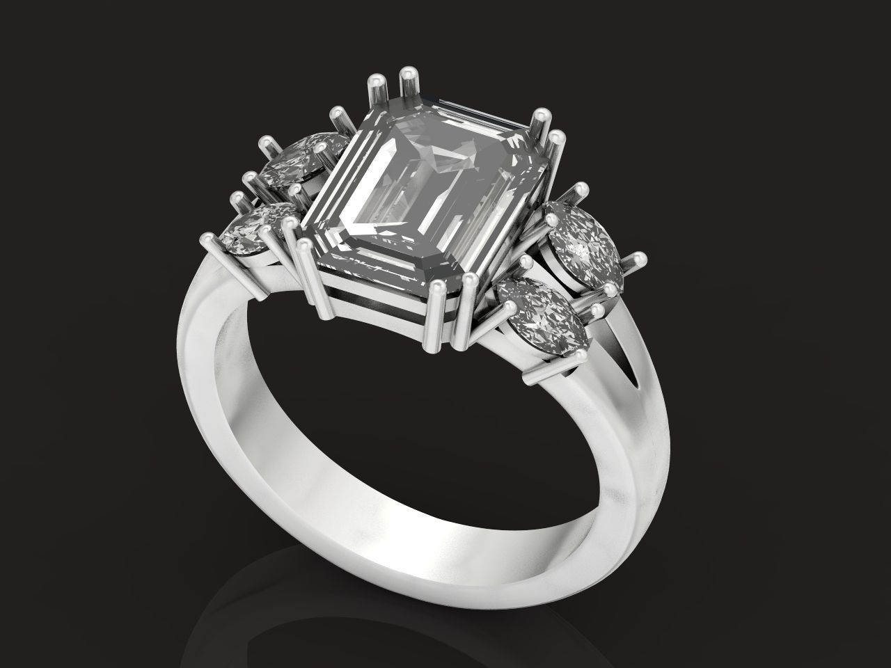 classic ring with emerald and marquise 571 3D print model_7